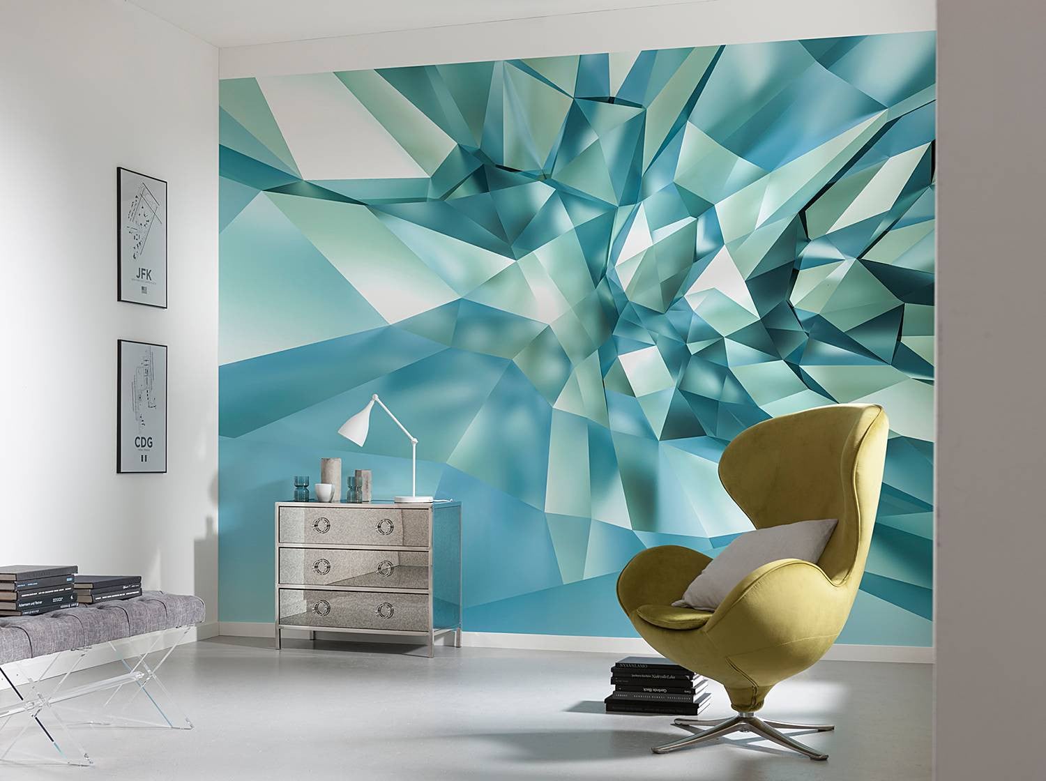 home24 Fotobehang 3D Crystal Cave, Breedte: 368 cm, Hoogte: 254 cm