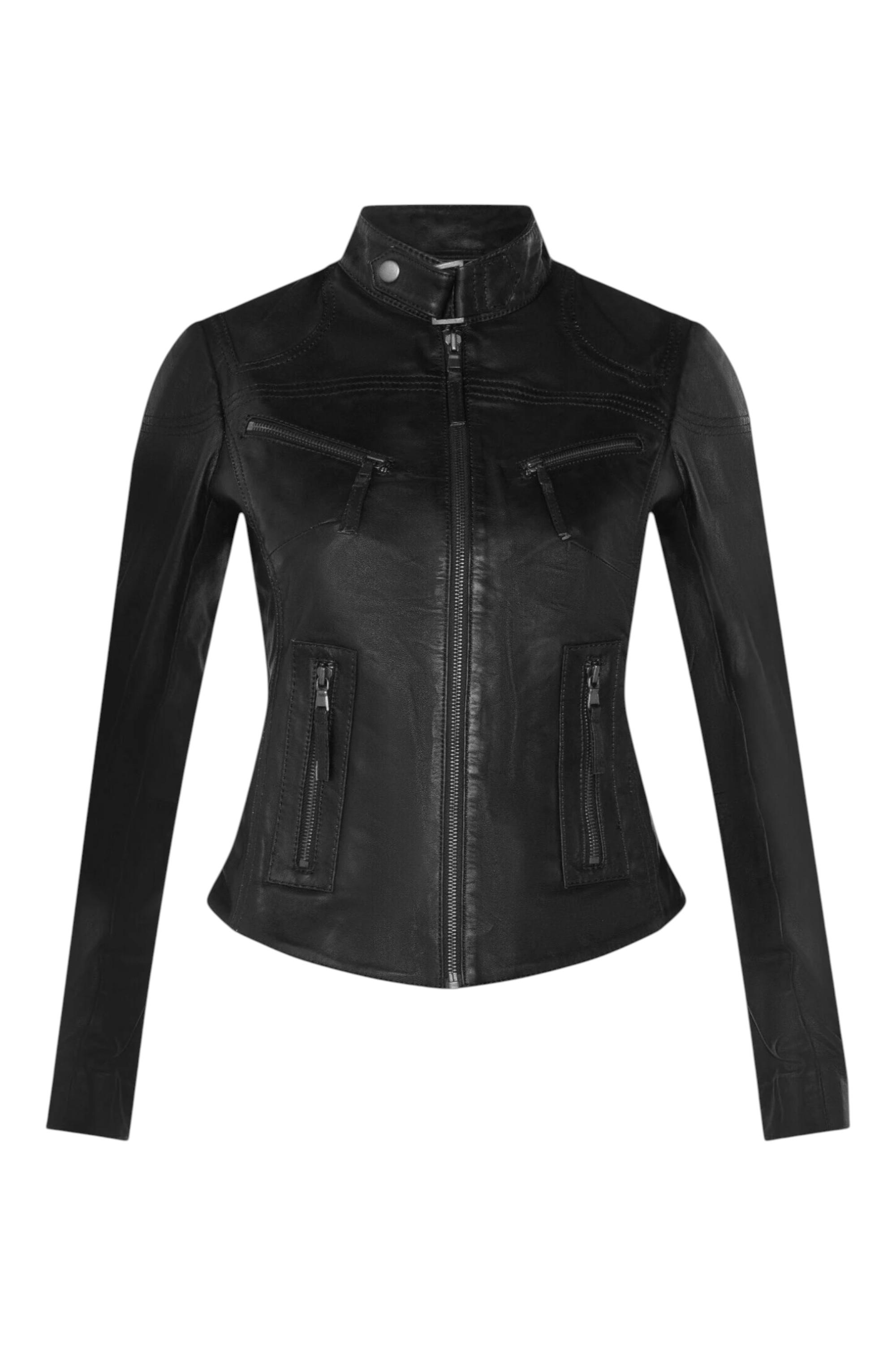 Infinity Leather Slim-Fit Bikerjacke aus Leder „Maldon" - Schwarz