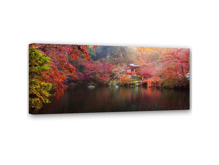 Feeby Leinwandbild Japan in Herbstfarben 120x40cm, Rot, Landschaft/Berg, Rechteckig, 120x40 cm, Bilder & Rahmen, Bilder, Leinwandbilder