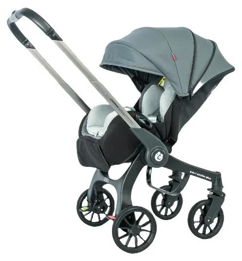 Kinderwagen - 4-in-1 Multifunktions-Babywagen - Für geborene - Faltbar - Leicht - Hohe Liegeposition - Bis 25 kg - Grau