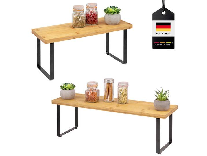 bremermann Küchenregal 2er-Set Bambus, Schwarz, Holz, 50x15x16 cm, Küchen, Küchenmöbel