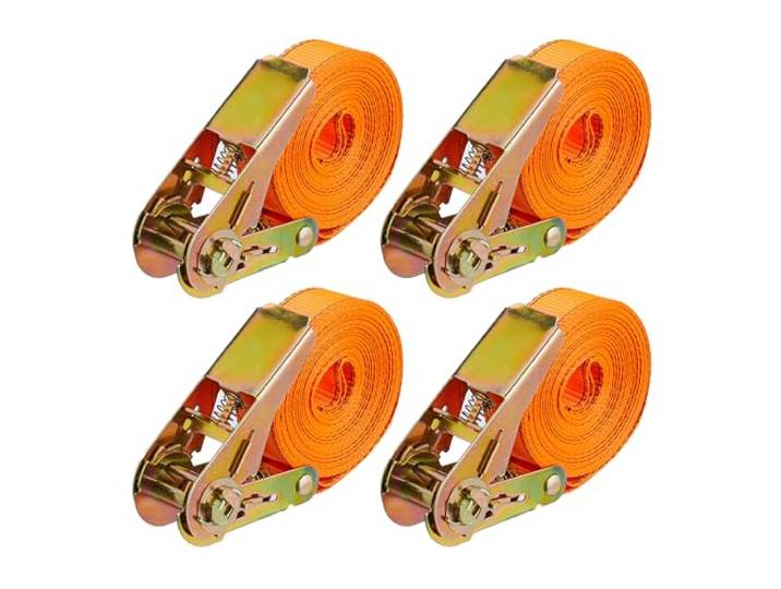 Sangles d'arrimage Relaxdays\, 4 pièces\, 6 m\, 500 kg\, sécurisation Chargement Voiture\, remorque\, indéchirables\, Orange