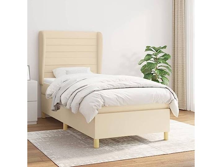 RJPLMFV Lattenrost, Stoff, cremefarben, 90 x 190 cm, mit Taschenfederkernmatratze