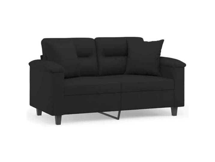 Todiikf 2-Sitzer Sofa mit 2 Kissen Schwarz Mikrofasergewebe Kompakte 2-Sitzer Couch mit fleckenunempfindlichem Mikrofasergewebe und stabilem Metallgestell für Ihr Wohnzimmer.