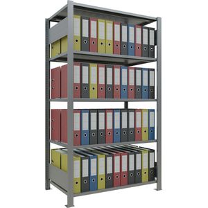 Schulte Aktenregal MULTIplus150, 17737, aus Metall, 4 Ordnerhöhen, 100 x 180 x 60 cm (B/H/T), silber