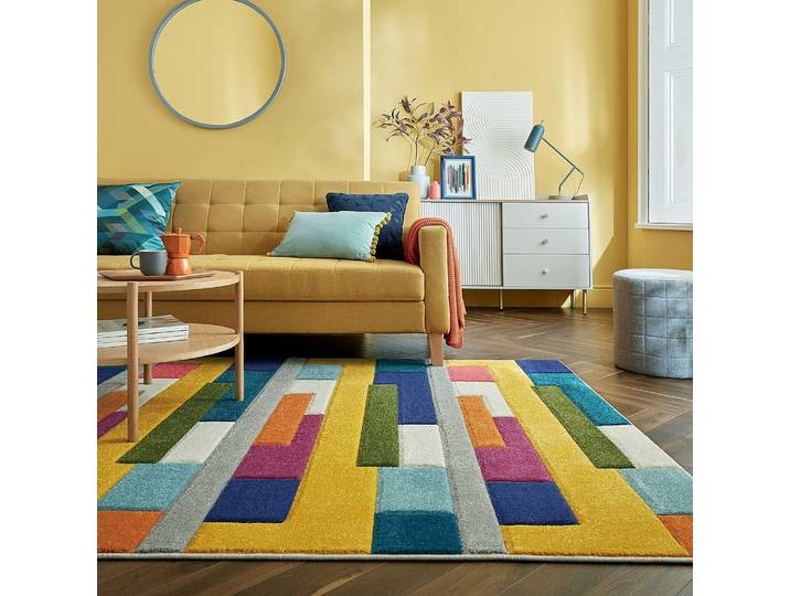 Kurzflorteppich Mambo Multicolor 80 x 150cm Webstoff