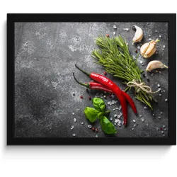 POSTER MIT RAHMEN Pfeffer - Kräuter - Gewürze - Beton 40x30 cm