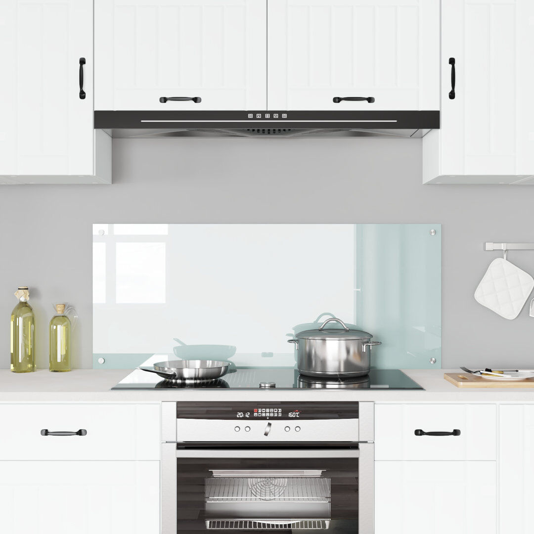Belfry Kitchen Kitchen Backsplash Tempered Glass White 50 x 120 cm