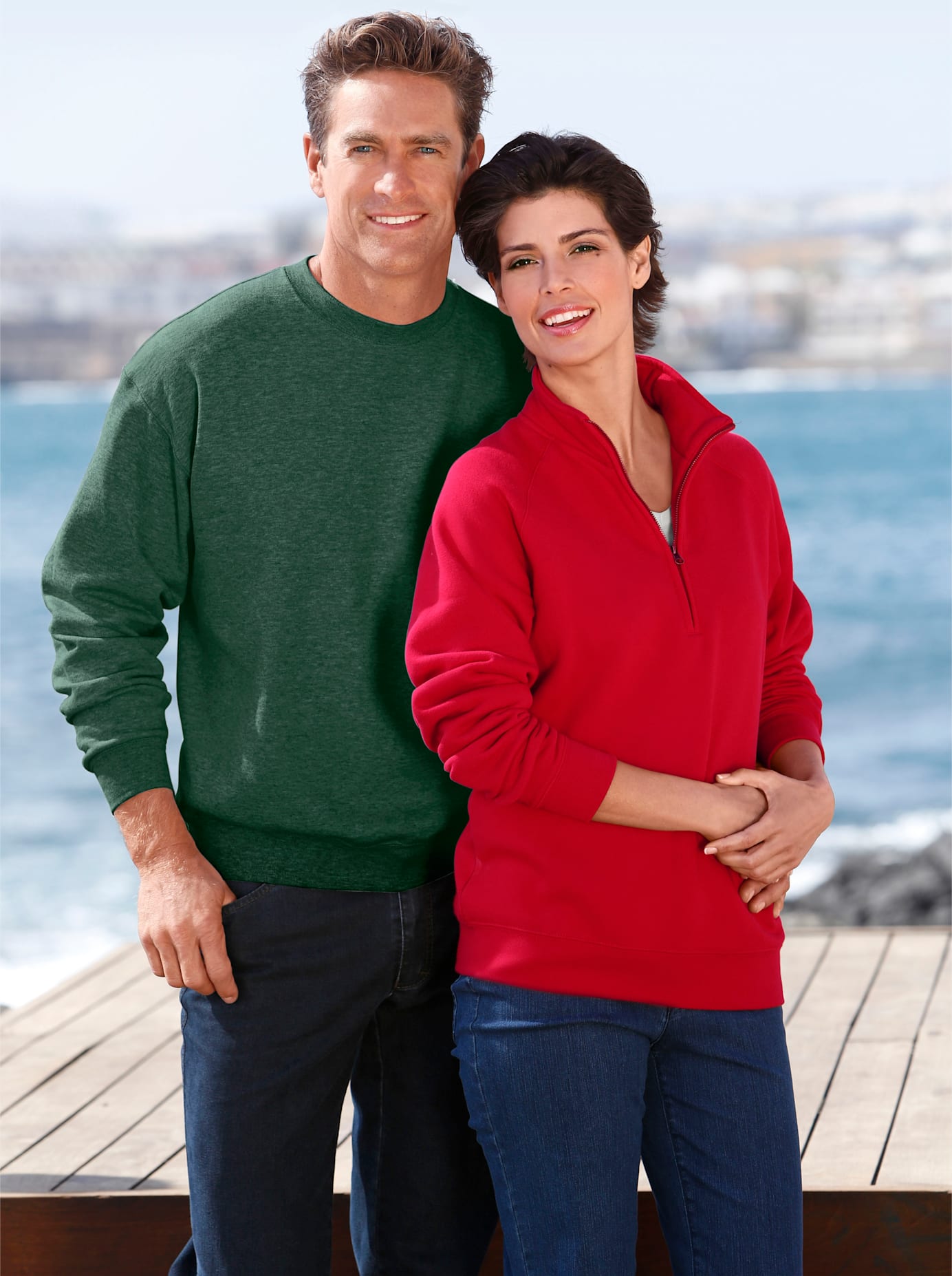 Sweatshirt FRUIT OF THE LOOM, Herren, Gr. 6, grün (tannengrün), 80% Baumwolle, 20% Polyester, unifarben, Rundhals, Sweatshirts Sweatshirt tannengrün 6