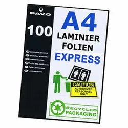 200x PAVO EXPRESS-Laminierfolien A4 216 x 303mm 2x  75/80 mic