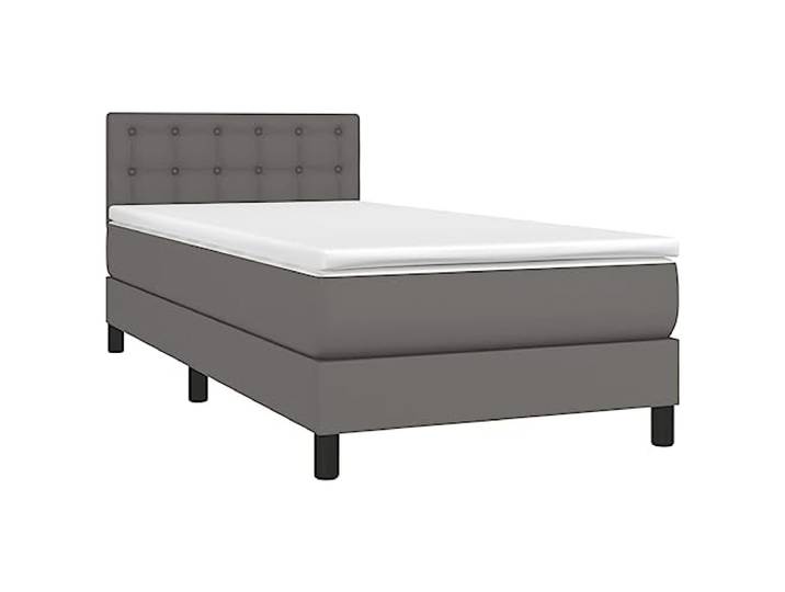 vidaXL Boxspringbett mit Matratze & LED Grau 80x200 cm Kunstleder