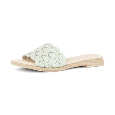 Pantolette GABOR, Damen, Gr. 39, Leder, beige (pistazie), Nappaleder, Schuhe Pantolette, Blockabsatz, Sommerschuh mit hübschen Flechtriemen