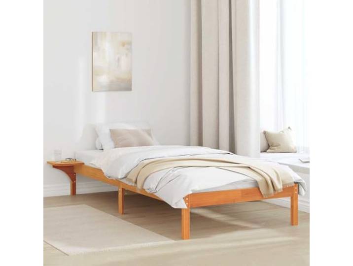 WDGJJFECNMUEHI Massives Kiefernholz Modernes Design 100x200 cm Braun Bettrahmen Massives Kiefernholz Wachsbraun 100x200 cm Bettgestell mit Lattenrost Stabil Modernes Design Einzelbett