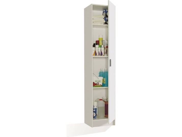 Armoire avec 1 porte et 4 étagères coloris bla...