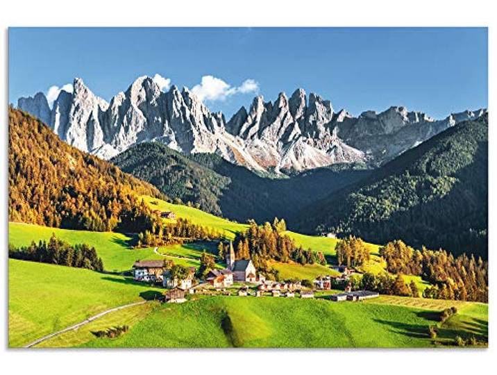 ARTland Wanddeko Wandbild Alu Verbundplatte für Innen & Outdoor Bild 60x40 cm Alpen Berge Landschaft Italien Berge Gebirge Urlaub Santa Maddalena U1TF