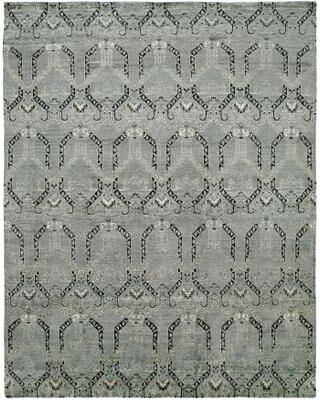 KALATY Transitional Grey Hand-Knotted Viscose Area Rug