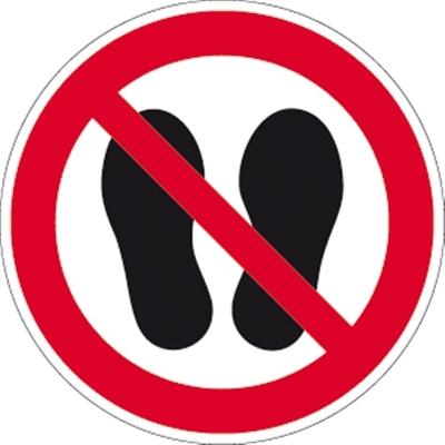 Aufkleber Betreten der Fläche verboten ISO 7010, Folie, Ø 50 mm, 10 Stück/Bogen