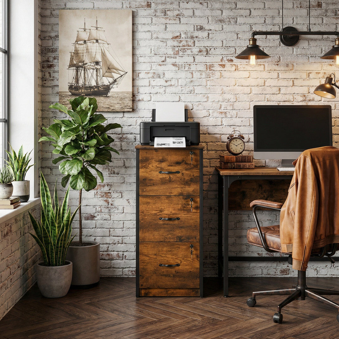 Trent Austin Design 40 cm W 3 -Drawer Mobile Filing Cabinet Brown 103cm H X 40cm W X 41cm D