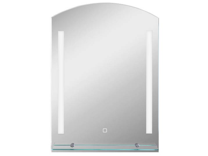 ComfortXL Badezimmerspiegel De-09281 mit LED & Glasablage Silber, Silberfarben, 12x70x50 cm, Badezimmer, Badezimmerspiegel, Badspiegel