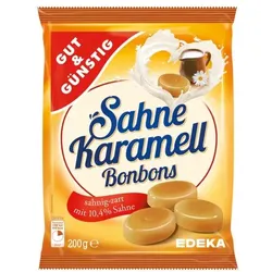 Gut & Günstig Sahne Karamell Bonbons 200g braun