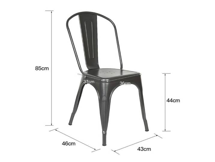 Amiremplie Lot de 4 Chaises de Salle à Manger Métal Style Industriel Vintage pour Une Utilisation Intérieure gris foncé