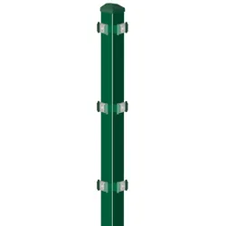 Eckpfosten Doppelstabmattenzaun mit Klemmplatten grün zum Einbetonieren, 1230 mm
