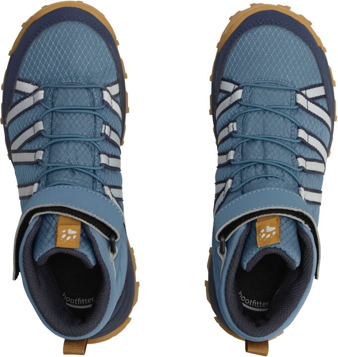 Wanderschuh JACK WOLFSKIN "WILD HIKE TEXAPORE MID VC K", Kinder, Gr. 30, blau (galapagos), Synthetik, Schuhe Wanderschuh, Wasserdicht, Trekkingschuh galapagos 30
