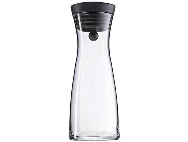 WMF Wasserkaraffe Basic, Klar, Schwarz, Metall, Kunststoff, Glas, 0,75 l, Deckel, Geschirr, Kannen & Karaffen, Wasserkaraffen & Krüge