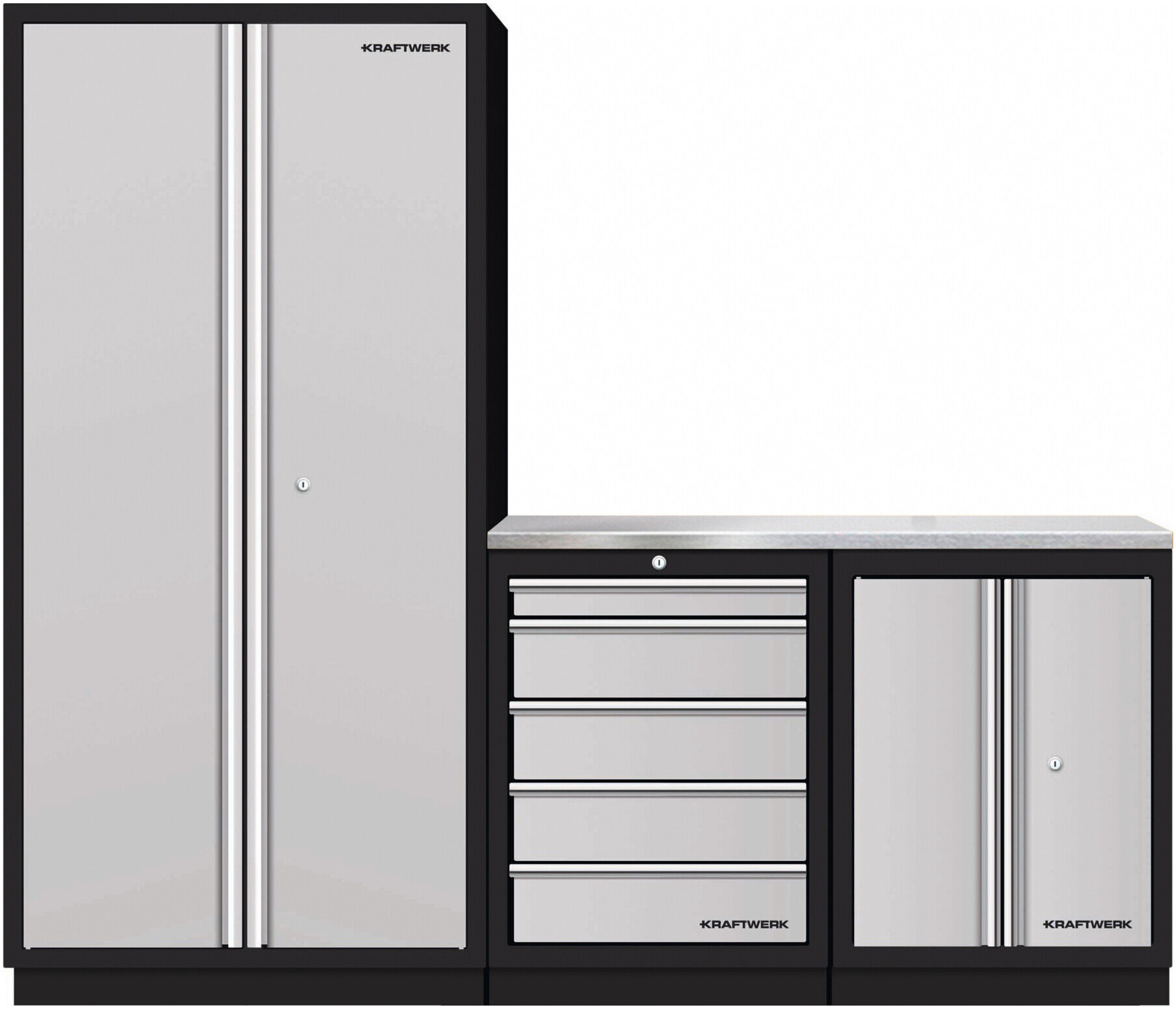 Kraftwerk Mobilio 3er Kombi Hochschrank 2 Edelstahl (3964K-H25SIX)