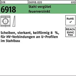 Unterlegscheibe DIN 6918 ÜH vierkant keilförmig 28 Stahl C45 feuerverz. 1St.