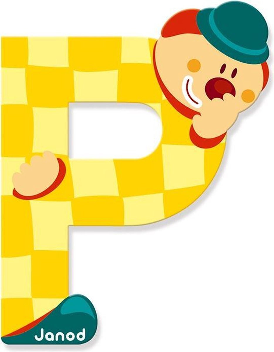 Janod Clown Letter - Letter P voor kinderen met plakstrip
