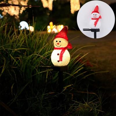 Inspired Finds Solar Snowman Outdoor Garden Light Decorative Lawn Landscape Christmas Solar Lamp red