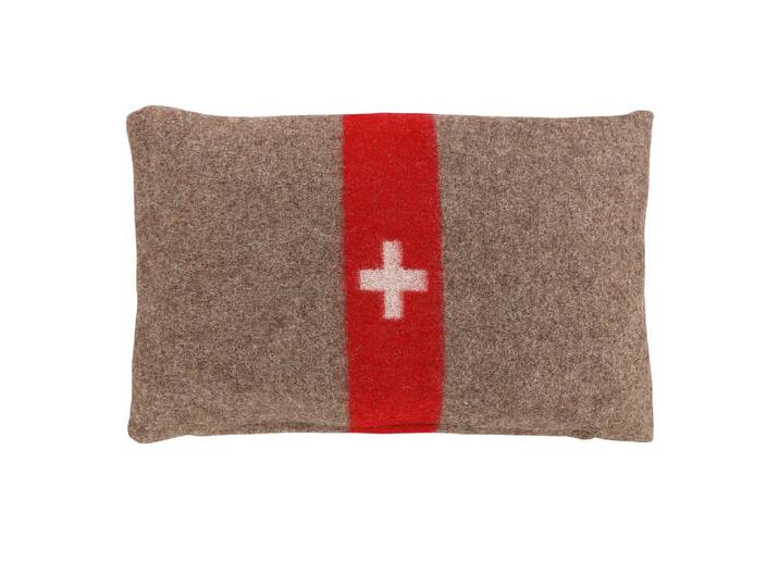 Dekokissen ESKIMO Armee 40 x 60 cm , braun (braun, rot, bedruckt), B:60cm L:40cm, Polyacryl, Schurwolle, Dekokissen_Sitzkissen_Kissenhüllen, Dekokissen