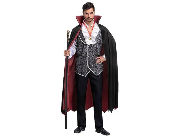 Spooktacular Creations vampierkostuum voor Halloween, zilverkleurig, voor halloweenevenementen, voor volwassen heren (medium)