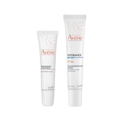 Avène Beruhigende Augencreme + Hydrance Bb-Leicht Feuchtigkeitsemulsion getönt LSF 3 1 St Set