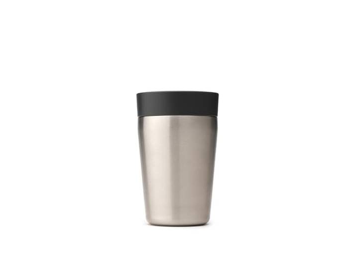 Brabantia - Mug Isotherme Make & Take Dark Grey (0.2L) étanche & Isotherme avec Couvercle Smart Click. Garde les Boissons Chaudes pendant 3 Heures & Froides pendant 6 Heures.