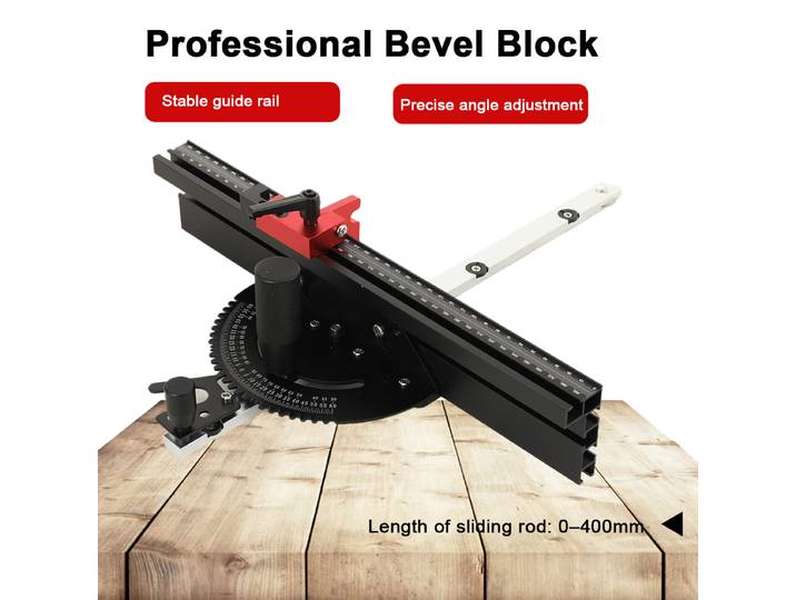 1 ensemble de guide d'angle et de butée de 400 mm avec butée de rail pour l'assemblage de la scie, guide d'angle à angle réglable de 0 à 60 degrés pour scie de table et défonceuse