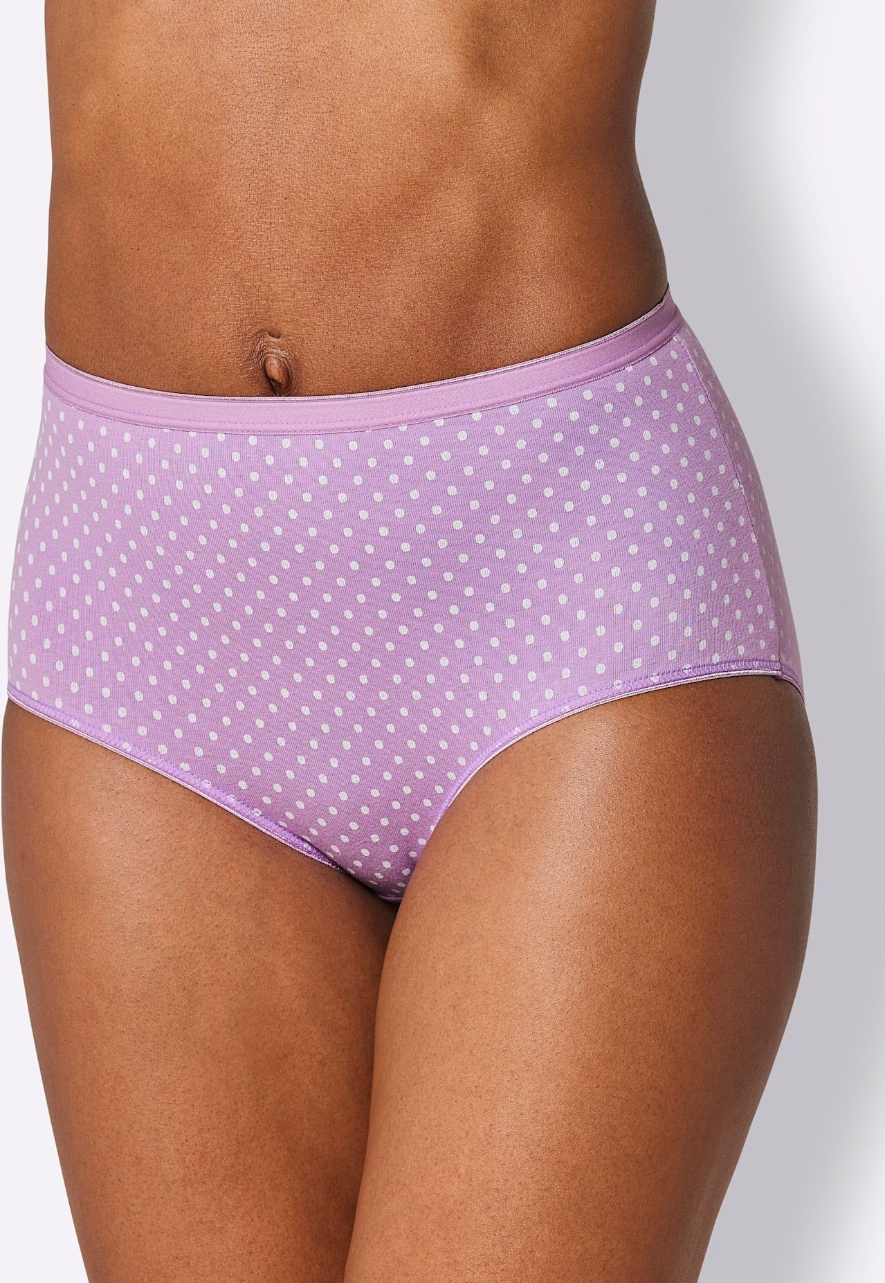 Taillenslip WÄSCHEPUR, Damen, Gr. 40/42, 3 Stk., lila (2x orchidee, bedruckt, 1x orchidee), 95% Baumwolle, 5% Elasthan, Unterhosen Taillenslip 2x orchidee, bedruckt, 1x orchidee 40/42, 3 Stk.