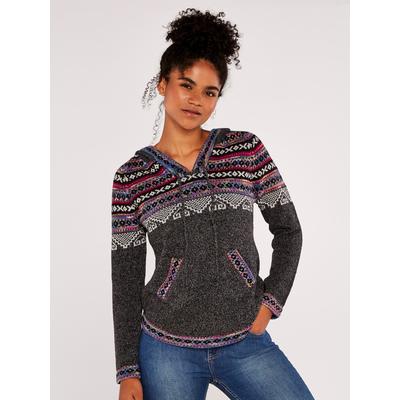 Strickpullover APRICOT "Norweger-Strick", Damen, Gr. M (38), charcoal, Casual, Pullover Strickpullover, mit Taschen