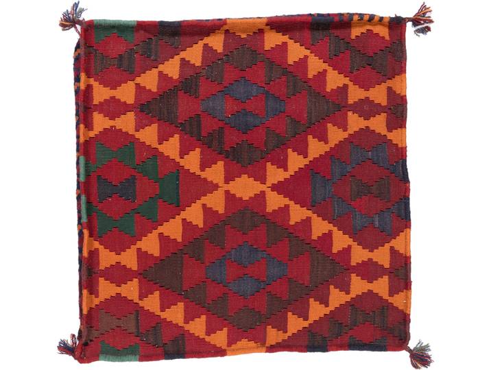 Kelim Afghan Kissenbezug Teppich 60x60 Handgewebt Orientteppich Quadratisch Wolle