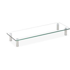 Relaxdays Monitorständer 10027843-536, Glas/Metall, Breite: 70cm, für 2 Monitore