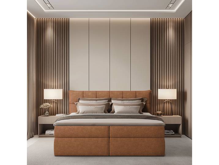 Lit boxspring Primes 140 x 200cm Tissu chenille Pelagia Argenté
