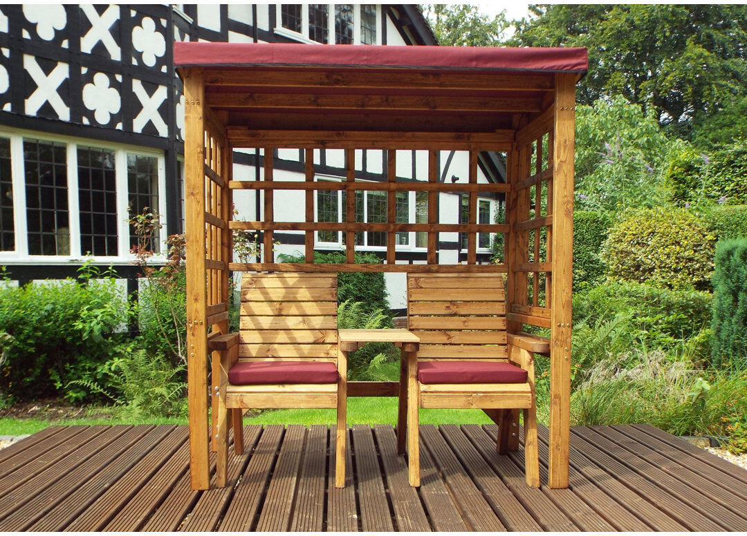 Union Rustic Pratts Wood Garden Bench Burgundy 193cm H X 172cm W X 81cm D
