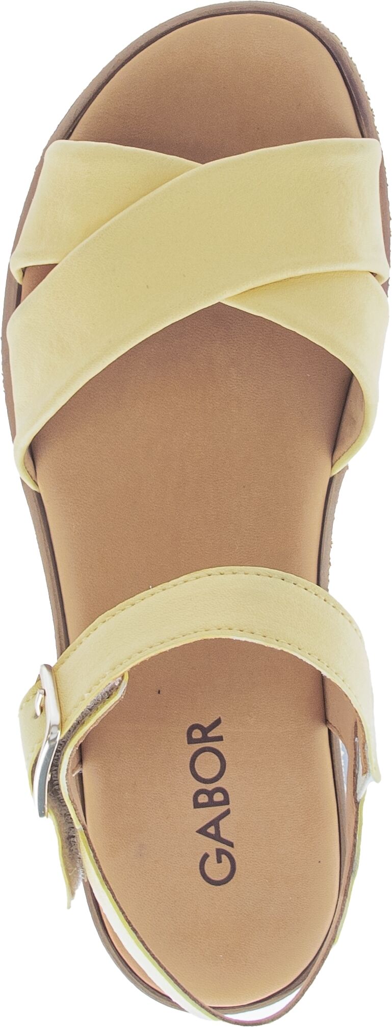Sandalette GABOR, Damen, Gr. 40, Leder Textil, gelb (zartgelb), Nappaleder, unifarben, Schuhe Sandalette, Plateau, Sommerschuh, mit hochem Tragekomfort