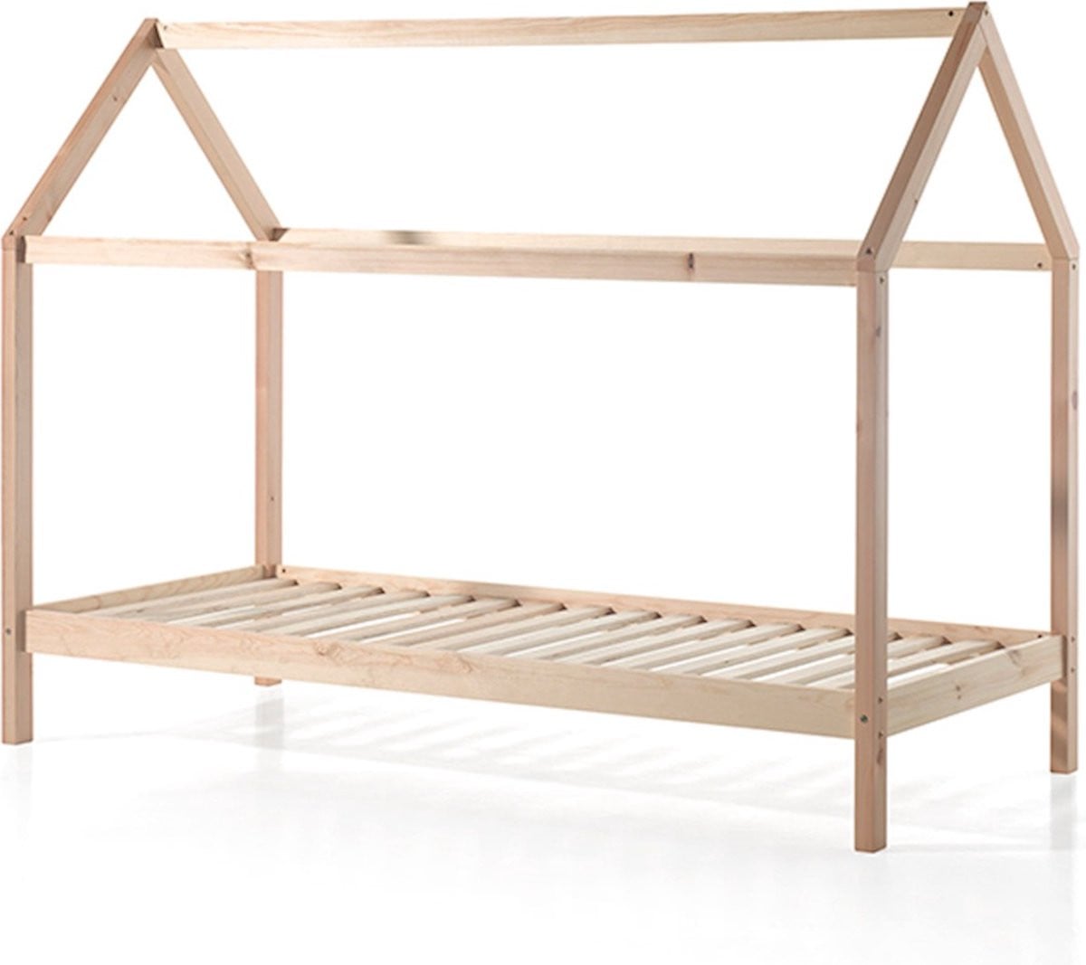 Vipack Dallas Kinderbed - Kajuitbed met Dak - Houten Bedframe - Natuurlijk - B/D: 90 x 200 cm
