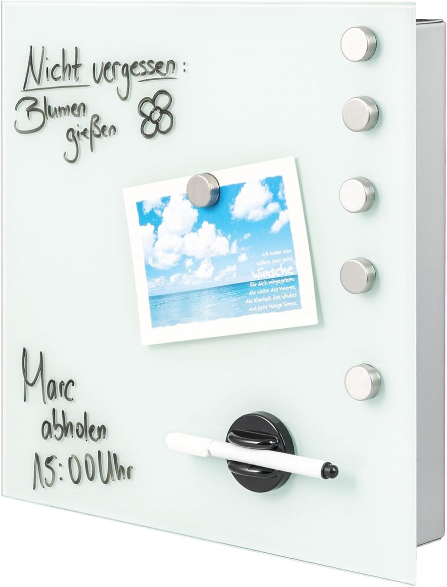 XL Sleutelkast met glazen front, 13 haken en magnetische sluiting