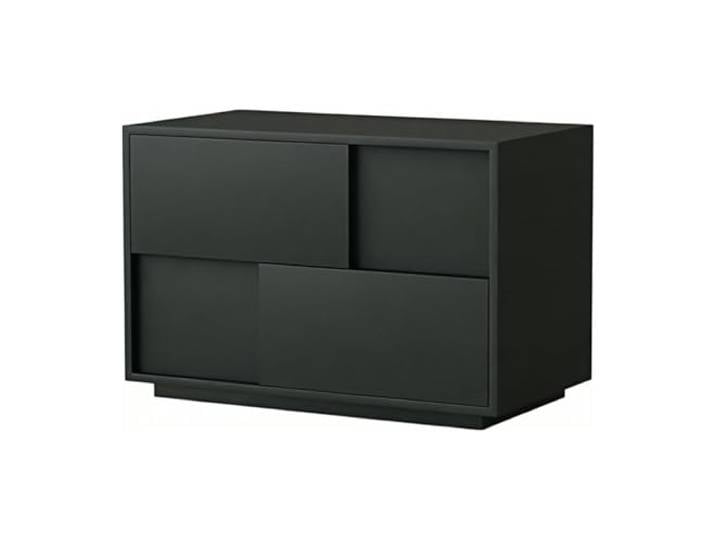 Zimmer Nachttisch mit 2 Schubladen, asymmetrisch versetzter Platte Bodensockel for Schlafzimmer(Schwarz,Mittel)