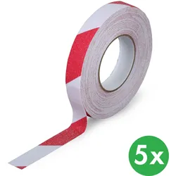 Antirutschband, Feinkorn, 25 mm x 18,3 m, 5 Stk, weiß-rot