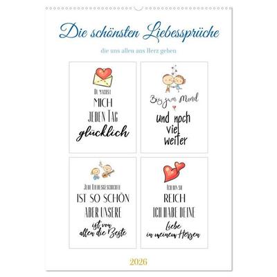 Liebessprüche (Wandkalender 2026 DIN A2 hoch), CALVENDO Monatskalender