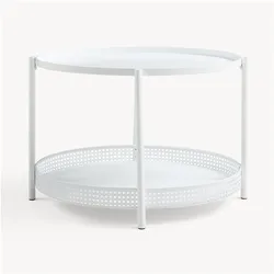 En.Casa, Couchtisch + Beistelltisch, Couchtisch Jäller Metall 66x51x44 cm Weiss (66 x 66 x 43.50 cm)